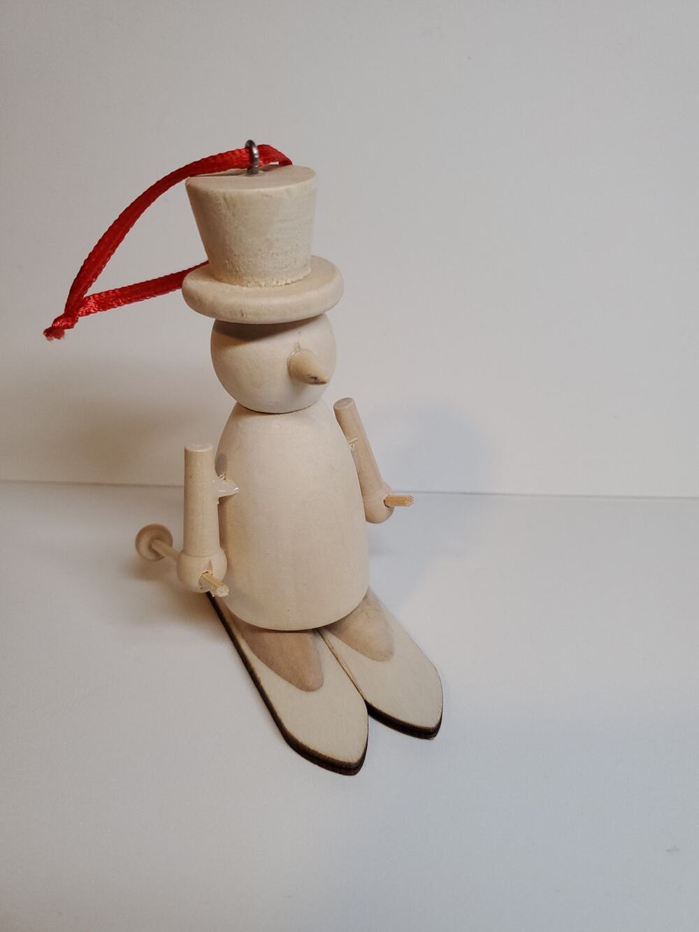Ornament - Wooden Snowman on Ski